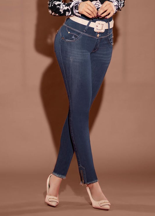 Authentic Colombian Push up Jeans with Embroidery Accent Belt