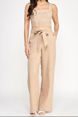 Contrast Pipping Detail Top with Pants Set