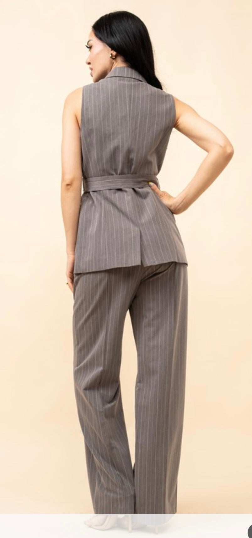 Gray Blazer Vest Suit Set