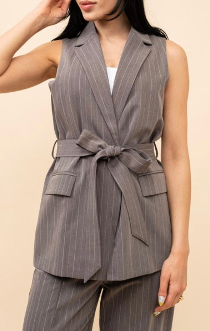 Gray Blazer Vest Suit Set