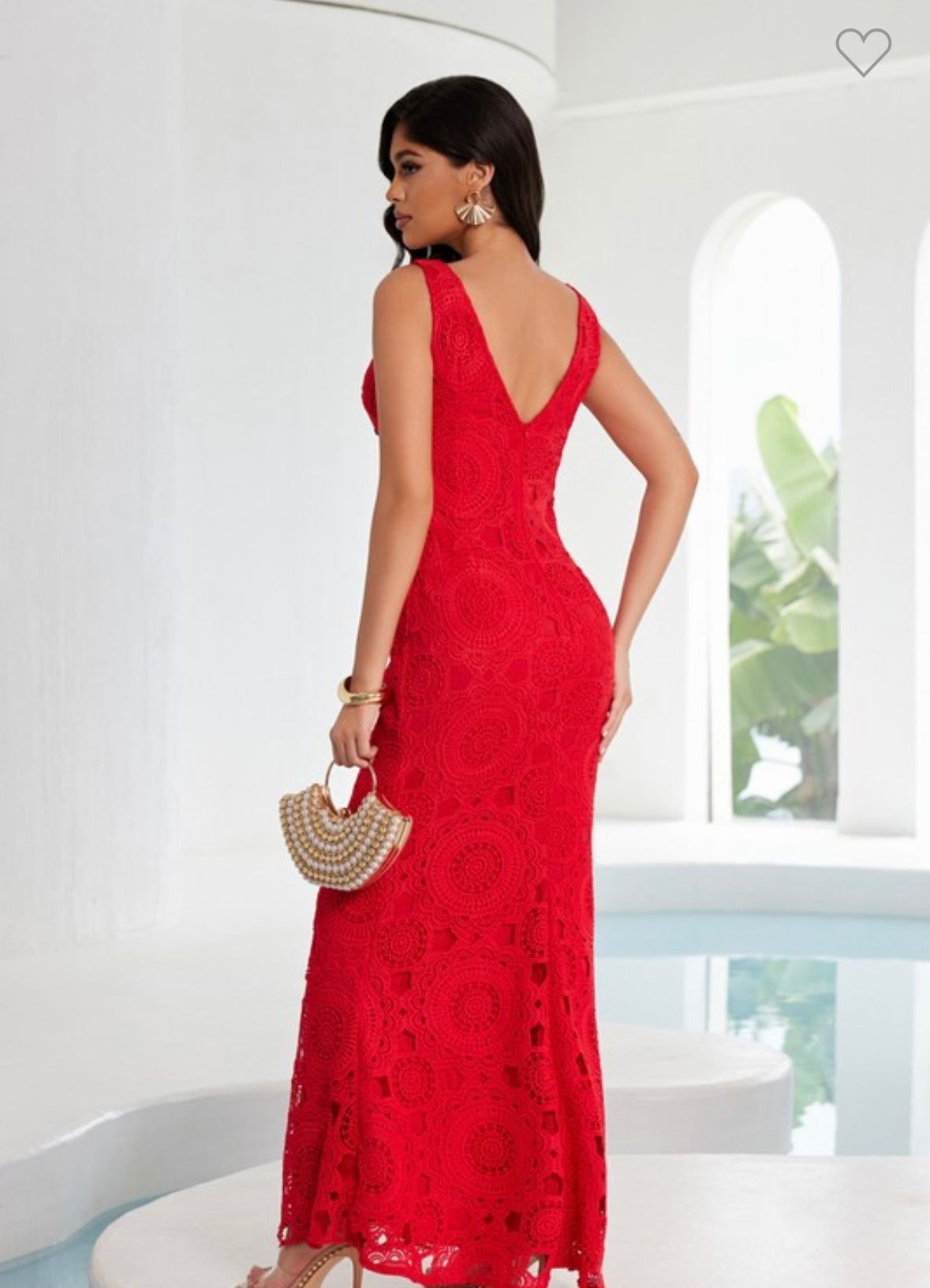 Embroidered Red Maxi Dress