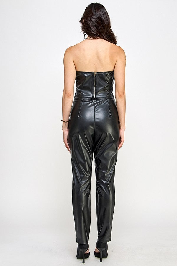 Faux Leather Tube Top with Pants