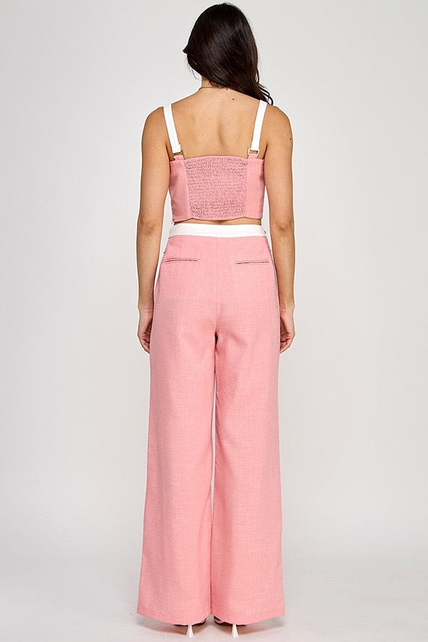 Crop Top with Wide Leg Pants Set